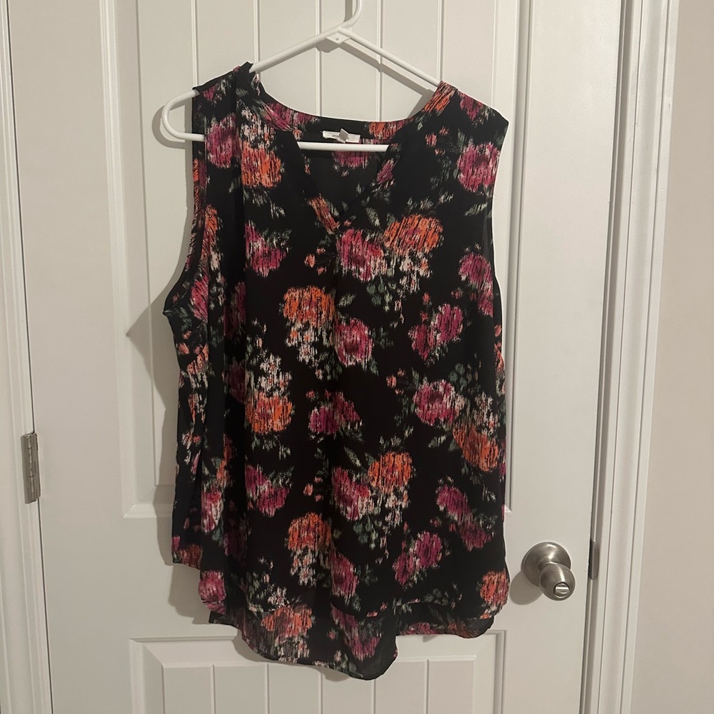 Maurices Black and Pink Floral Blouse